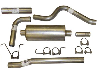 3.50-Inch Aluminized Single Exhaust System with HVS Welded Muffer; Side Exit (07-08 4.8L Sierra 1500)