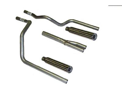 Aluminized Deep-Tone Muffler-Back Dual Exhaust System with Painted Blunt Tips; Rear Exit (99-06 4.8L Sierra 1500)