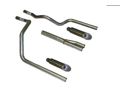 Aluminized Deep-Tone Muffler-Back Dual Exhaust System with Stainless Angle Tips; Rear Exit (99-06 4.8L Sierra 1500)