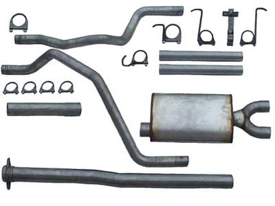 2.50-Inch Aluminized Dual Exhaust System with HVS Welded Muffer; Rear Exit (09-18 4.8L Silverado 1500)