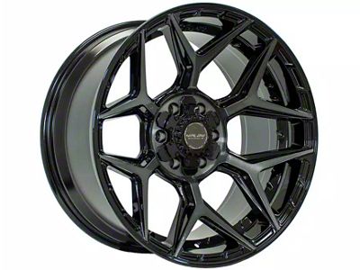 4Play 4P06 Gloss Black with Brushed Face 6-Lug Wheel; 22x12; -44mm Offset (07-14 Tahoe)