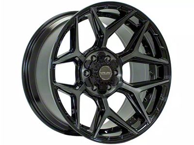 4Play 4P06 Gloss Black with Brushed Face 6-Lug Wheel; 22x10; -18mm Offset (15-20 F-150)