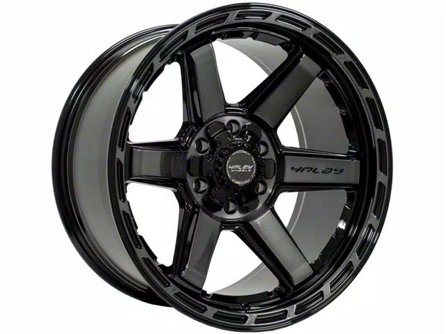 4Play 4P63 Gloss Black with Brushed Face 6-Lug Wheel; 24x12; -44mm Offset (2024 Ranger)