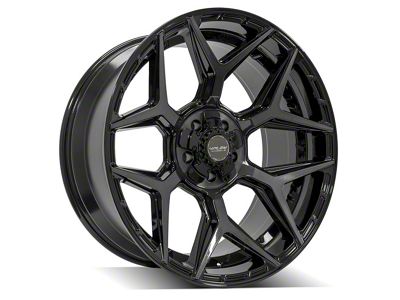 4Play 4P06 Gloss Black with Brushed Face 5-Lug Wheel; 22x10; -18mm Offset (94-01 RAM 1500)