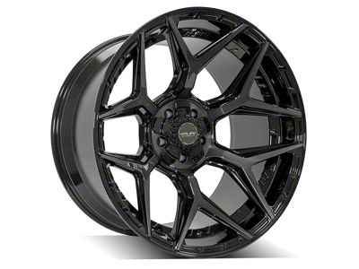 4Play 4P06 Gloss Black with Brushed Face 5-Lug Wheel; 22x12; -44mm Offset (94-01 RAM 1500)