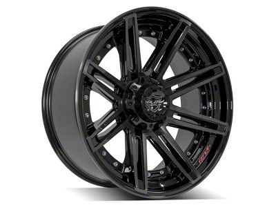 4Play 4P08 Gloss Black with Brushed Face 5-Lug Wheel; 22x10; -24mm Offset (94-01 RAM 1500)