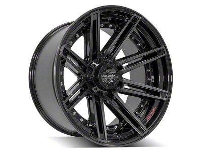 4Play 4P08 Gloss Black with Brushed Face 5-Lug Wheel; 22x12; -44mm Offset (94-01 RAM 1500)