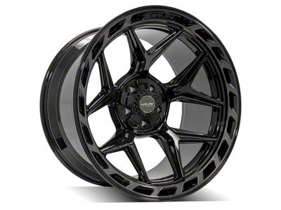 4Play 4P55 Gloss Black with Brushed Face 5-Lug Wheel; 22x12; -44mm Offset (94-01 RAM 1500)