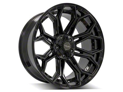 4Play 4P83 Gloss Black with Brushed Face 5-Lug Wheel; 22x10; -18mm Offset (94-01 RAM 1500)