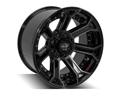 4Play 4P70 Gloss Black with Brushed Face 8-Lug Wheel; 22x12; -44mm Offset (94-02 RAM 2500)