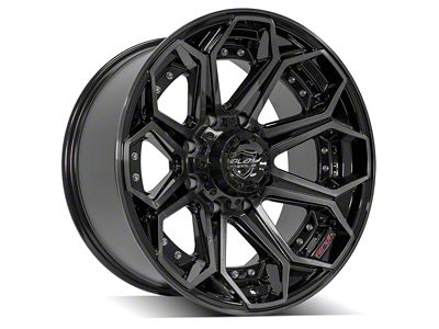 4Play 4P80R Gloss Black with Brushed Face 8-Lug Wheel; 20x10; -24mm Offset (94-02 RAM 2500)