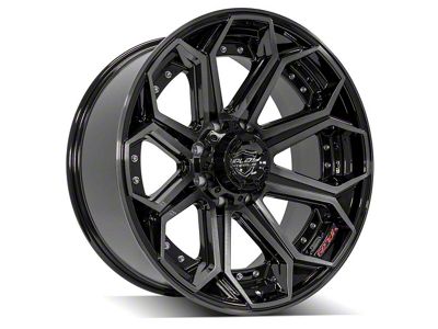 4Play 4P80R Gloss Black with Brushed Face 8-Lug Wheel; 22x10; -24mm Offset (94-02 RAM 2500)