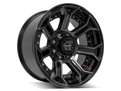 4Play 4P70 Gloss Black with Brushed Face 8-Lug Wheel; 20x10; -24mm Offset (94-02 RAM 3500 SRW)