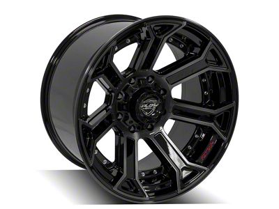 4Play 4P70 Gloss Black with Brushed Face 8-Lug Wheel; 22x12; -44mm Offset (94-02 RAM 3500 SRW)