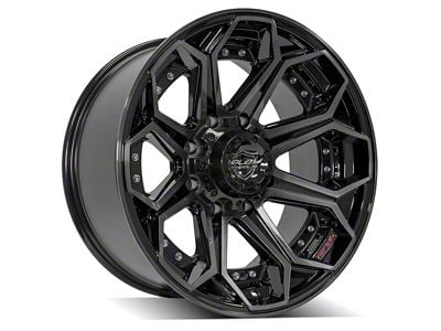 4Play 4P80R Gloss Black with Brushed Face 8-Lug Wheel; 20x10; -24mm Offset (94-02 RAM 3500 SRW)