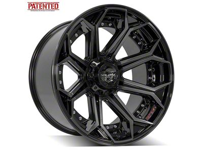 4Play 4P83 Gloss Black with Brushed Face 5-Lug Wheel; 22x12; -44mm Offset (05-11 Dakota)