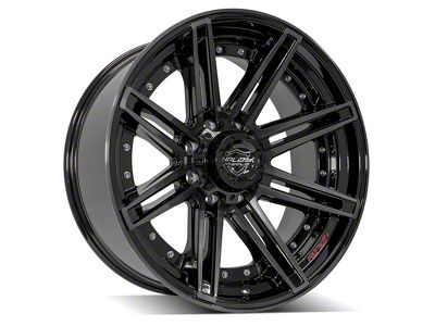 4Play 4P08 Gloss Black with Brushed Face 8-Lug Wheel; 22x10; -24mm Offset (06-08 RAM 1500 Mega Cab)