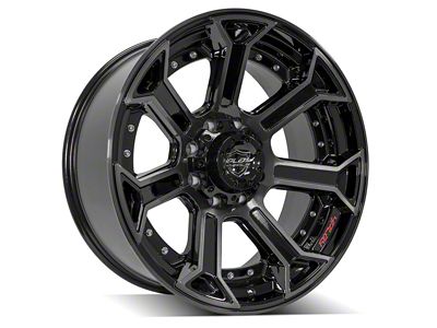 4Play 4P70 Gloss Black with Brushed Face 8-Lug Wheel; 22x10; -24mm Offset (07-10 Silverado 2500 HD)