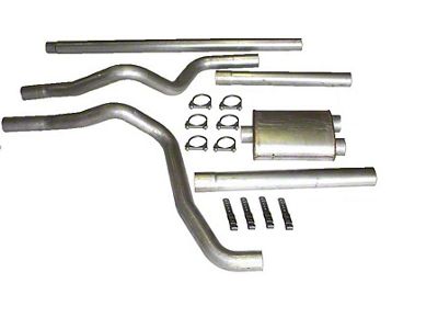 3-Inch Aluminized Dual Exhaust System with HVS Welded Muffler; Rear Exit (94-01 5.2L RAM 1500)