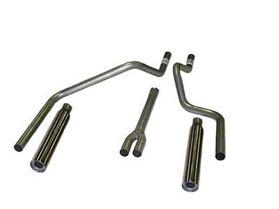 Aluminized Deep-Tone Dual Exhaust System with Painted Blunt Tips; Rear Exit (94-01 5.2L RAM 1500)