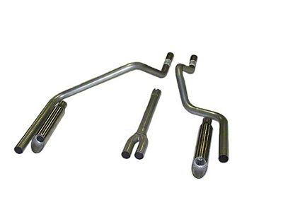 Stainless Deep-Tone Dual Exhaust System with Stainless Angle Tips; Rear Exit (94-01 5.2L RAM 1500)