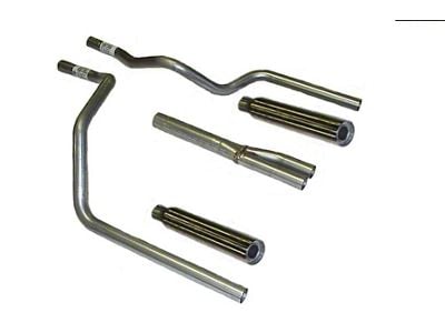 Aluminized Deep-Tone Muffler-Back Dual Exhaust System with Painted Blunt Tips; Rear Exit (99-06 5.3L Silverado 1500)