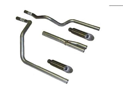 Aluminized Deep-Tone Muffler-Back Dual Exhaust System with Stainless Angle Tips; Rear Exit (99-06 5.3L Silverado 1500)