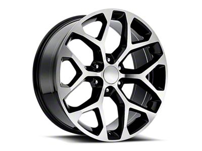 2014 Snowflake Replica Gloss Black Machined 6-Lug Wheel; 24x10; 24mm Offset (99-06 Silverado 1500)