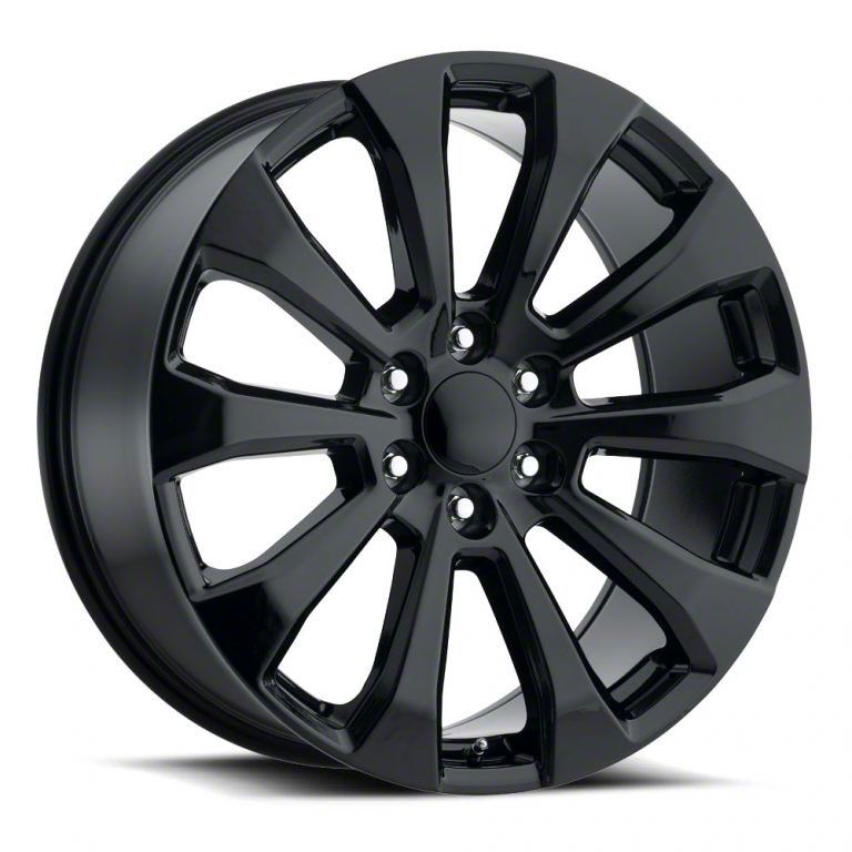 Silverado 1500 Silverado Split Replica Gloss Black 6-Lug Wheel; 22x9 ...