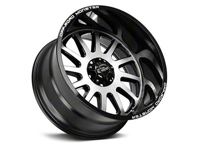 Off Road Monster M17 Gloss Black Machined 6-Lug Wheel; 22x12; -44mm Offset (2024 Ranger)