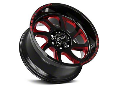 Off Road Monster M22 Gloss Black Candy Red Milled 6-Lug Wheel; 22x12; -44mm Offset (19-24 RAM 1500)