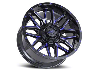 Impact Wheels 819 Gloss Black and Blue Milled 6-Lug Wheel; 18x9; 0mm Offset (15-20 Yukon)