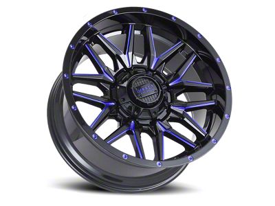 Impact Wheels 819 Gloss Black and Blue Milled 6-Lug Wheel; 18x9; -12mm Offset (21-24 F-150)