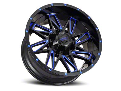 Impact Wheels 814 Gloss Black and Blue Milled 6-Lug Wheel; 17x9; 0mm Offset (19-23 Ranger)