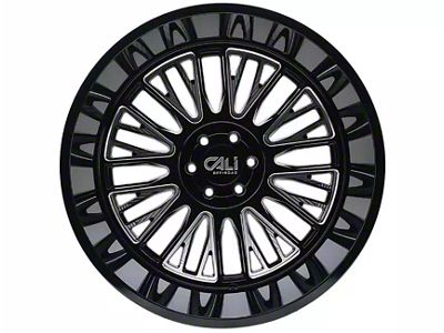 Cali Off-Road Vertex Gloss Black Milled 6-Lug Wheel; 22x12; -44mm Offset (14-18 Silverado 1500)