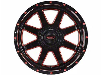 Impact Wheels 804 Gloss Black and Red Milled 6-Lug Wheel; 20x10; -12mm Offset (19-24 Silverado 1500)