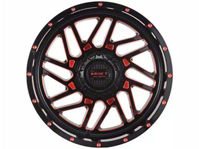 Impact Wheels 808 Gloss Black and Red Milled 6-Lug Wheel; 20x10; -12mm Offset (19-24 Silverado 1500)