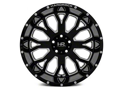 Hardrock Offroad Slammer Xposed Gloss Black Milled 6-Lug Wheel; 24x12; -44mm Offset (19-24 Silverado 1500)