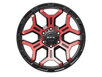 RTX Offroad Wheels Goliath Gloss Black Machined Red Spokes 6-Lug Wheel; 18x9; 0mm Offset (19-24 Silverado 1500)