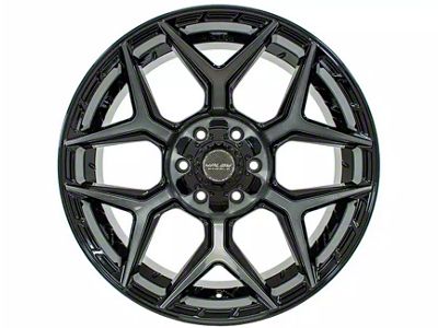 4Play 4P06 Gloss Black with Brushed Face 6-Lug Wheel; 22x12; -44mm Offset (14-18 Sierra 1500)