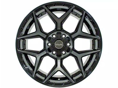 4Play 4P06 Gloss Black with Brushed Face 6-Lug Wheel; 24x12; -44mm Offset (19-24 Silverado 1500)