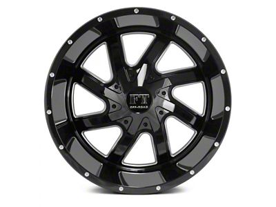 Full Throttle Off Road FT1 Gloss Black Milled 6-Lug Wheel; 20x10; -24mm Offset (23-24 Colorado)