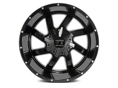 Full Throttle Off Road FT1 Gloss Black Milled 6-Lug Wheel; 17x9; 0mm Offset (23-24 Colorado)
