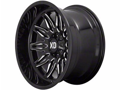 XD Gunner Gloss Black Milled 6-Lug Wheel; 22x10; -18mm Offset (19-24 RAM 1500)