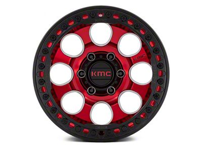 KMC Riot Beadlock Candy Red with Black Ring 6-Lug Wheel; 17x9; -12mm Offset (23-24 Canyon)