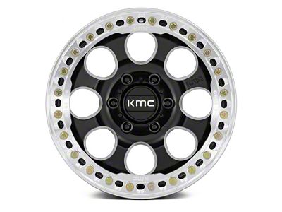 KMC Riot Beadlock Satin Black with Machined Ring 6-Lug Wheel; 17x9; -38mm Offset (23-24 Canyon)