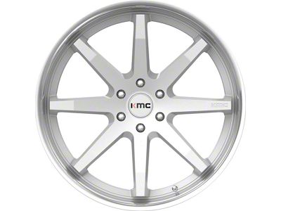 KMC Reverb Brushed Silver with Chrome Lip 6-Lug Wheel; 22x9.5; 30mm Offset (14-18 Silverado 1500)