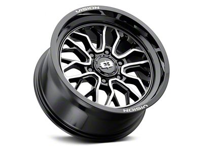 Vision Off-Road Riot Gloss Black Machined 6-Lug Wheel; 20x10; -25mm Offset (19-24 Silverado 1500)