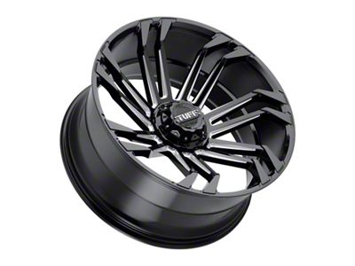 Tuff A.T. T21 Gloss Black Milled 6-Lug Wheel; 20x10; -19mm Offset (19-24 Silverado 1500)