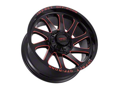 Impact Wheels 825 Gloss Black and Red Milled 6-Lug Wheel; 20x10; -12mm Offset (19-24 RAM 1500)